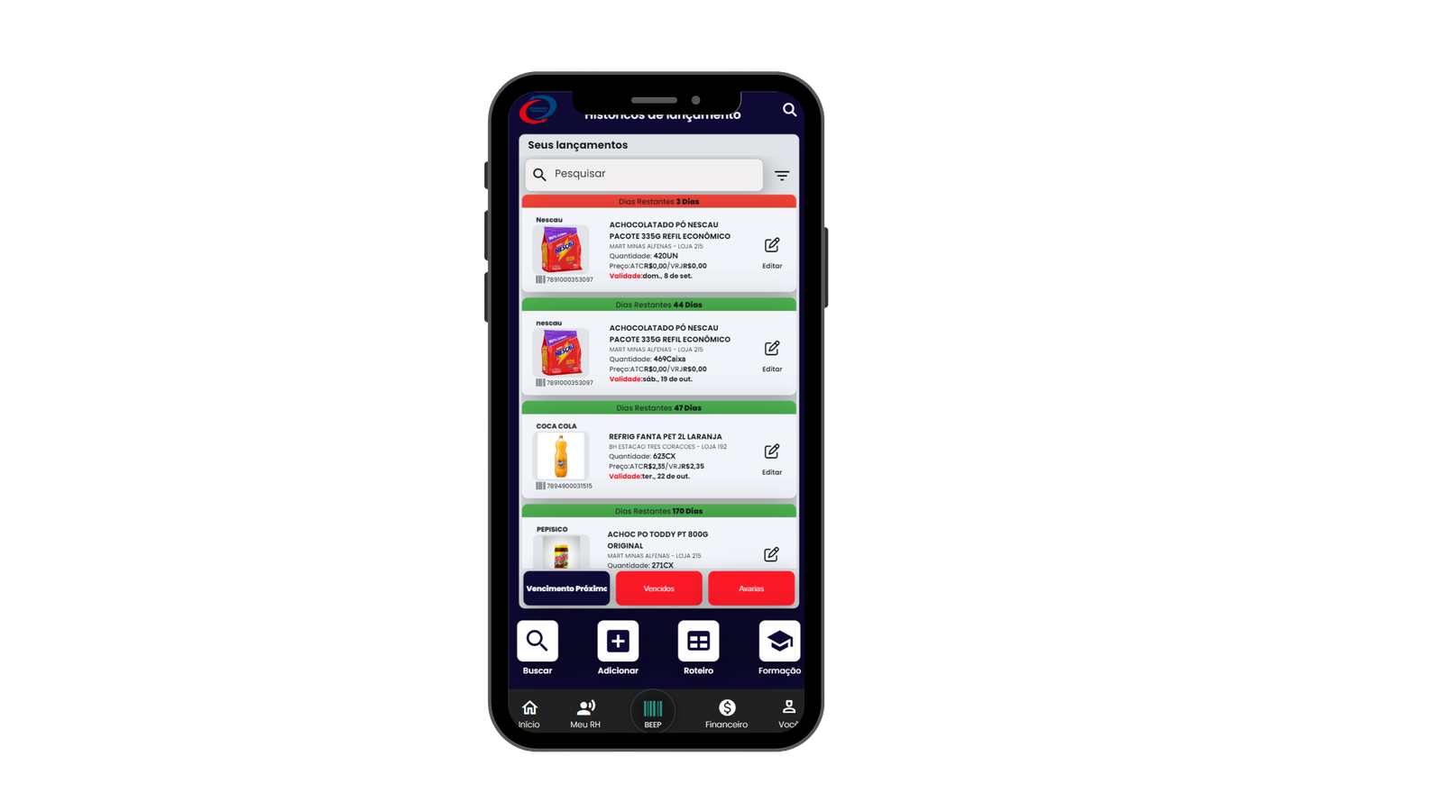 Operação de campo com o app EANTrack